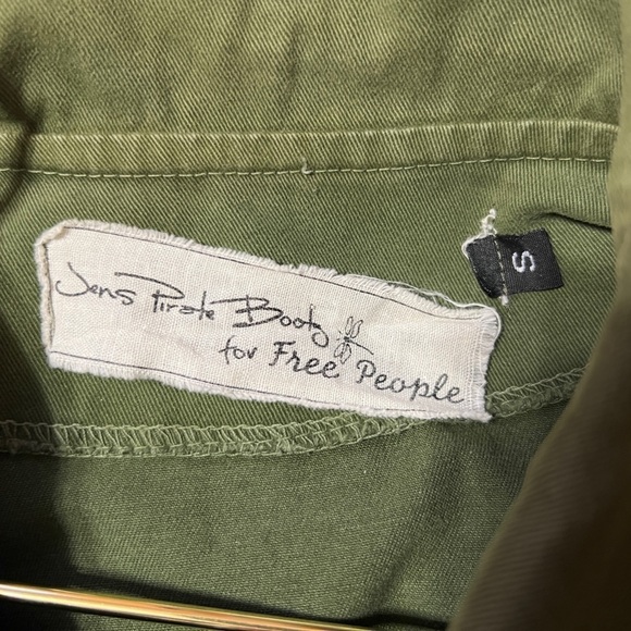 Jen's Pirate Booty x Free People Military Utility Jacket Boho Trim Green Size S - Picture 3 of 15